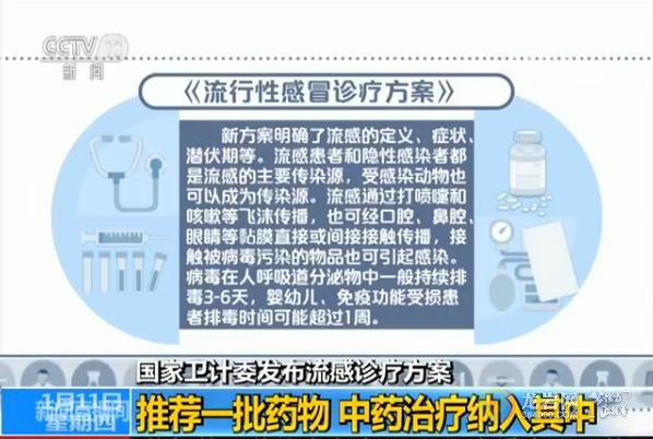 国家卫计委发布流感诊疗方案:中药治疗纳入其